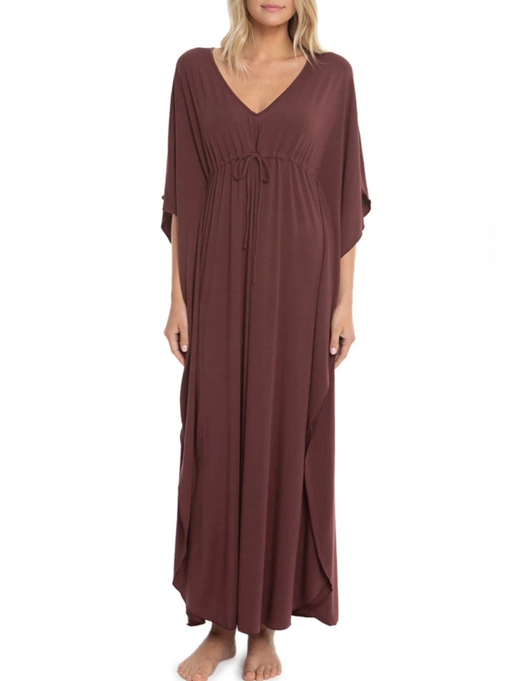 Barefoot Dreams Luxe Milk Jersey Paradise Cove Caftan in Rosewood small medium
